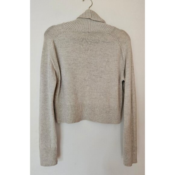 Aritzia Babaton XS Titus Cropped Turtleneck Sweater Light Grey White Merino Wool - Picture 10 of 10